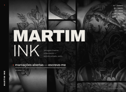 Demonstração de portefólio para tatuador fineline no Porto